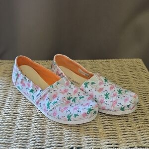 Toms Tropical Flamingo Flats